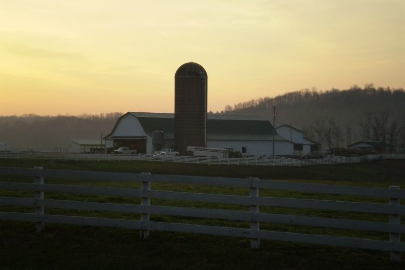 Barn at sunset